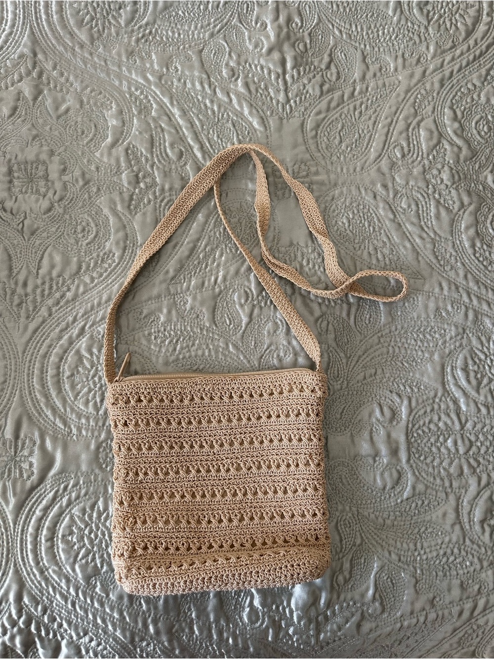 Sonoma Beige Crochet Crossbody Bag